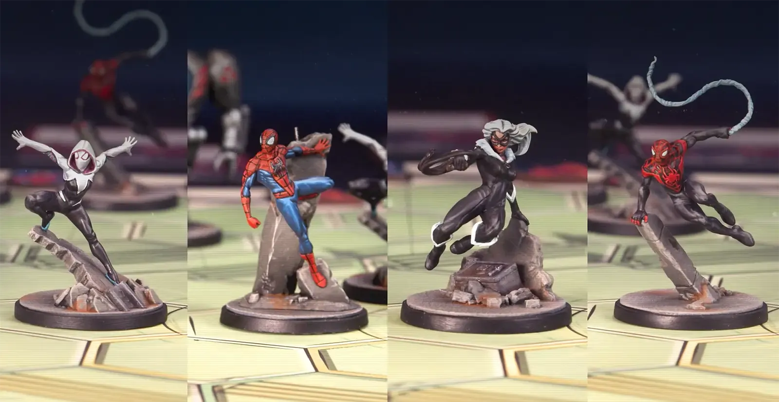 Vier Helden aus dem Spiderman Universum …