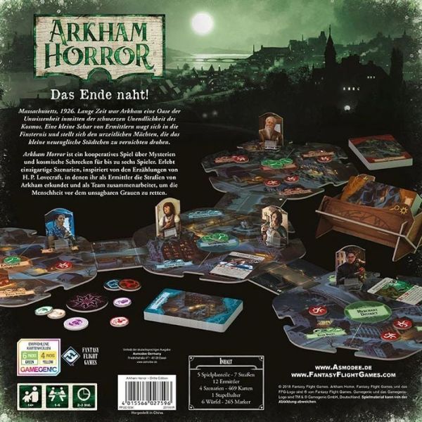 Arkham Horror 3. Edition Schachtelrückseite